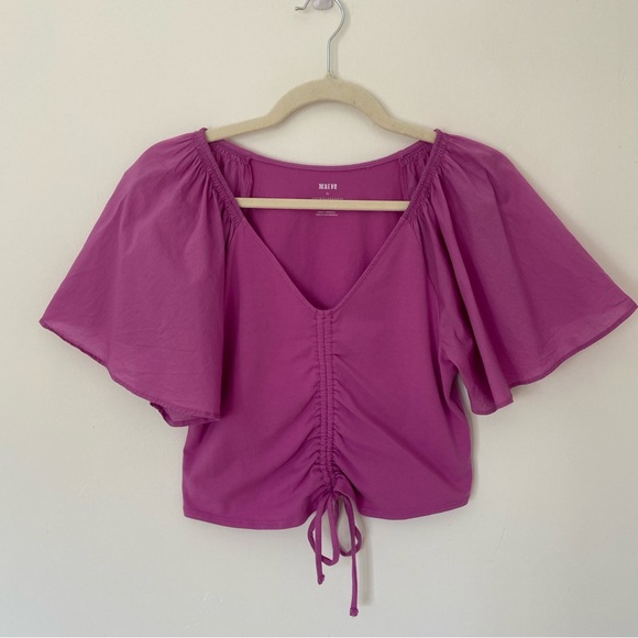 Anthropologie Maeve Cinched Flutter Sleeve Top size Small - Picture 4 of 10